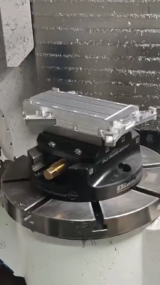 Close view of a completed machined aluminum component